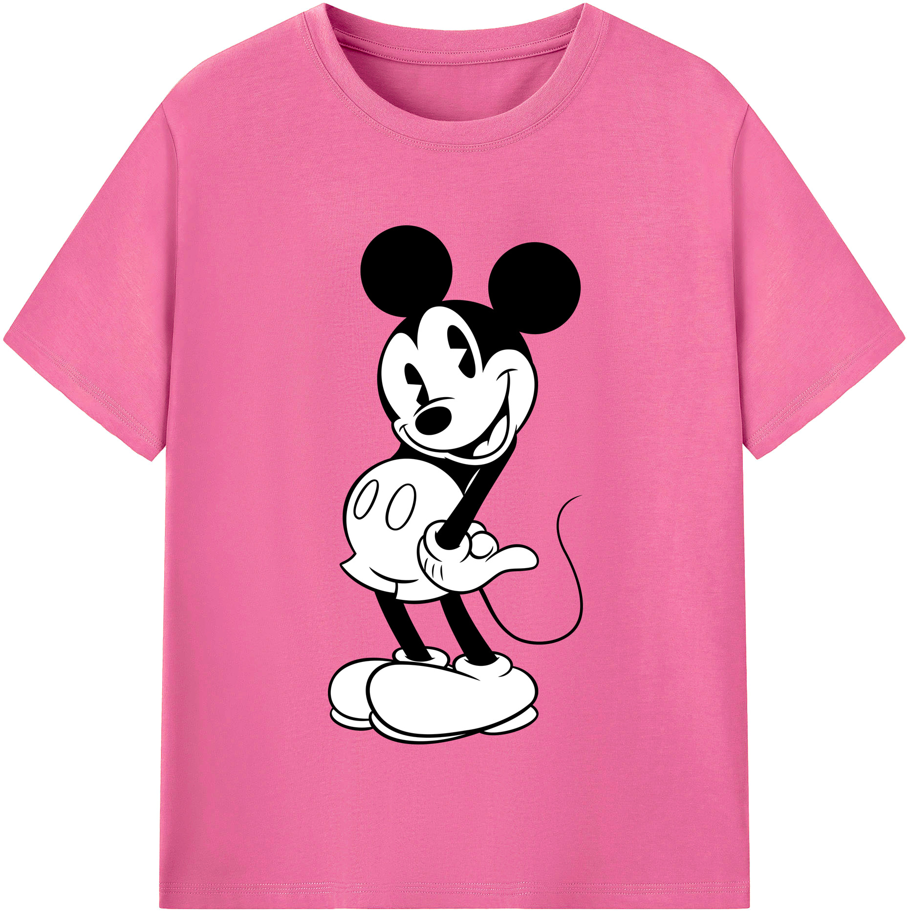（画像用） ミッキーマウス Mickey Mouse レディースカジュアルプリントTシャツ（綿100％）